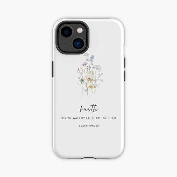 Protective iPhone Case 2 Corinthians 5:7 Faith Bible Verse Phone Case IP13/14 Magnetic MagSafe Compatible