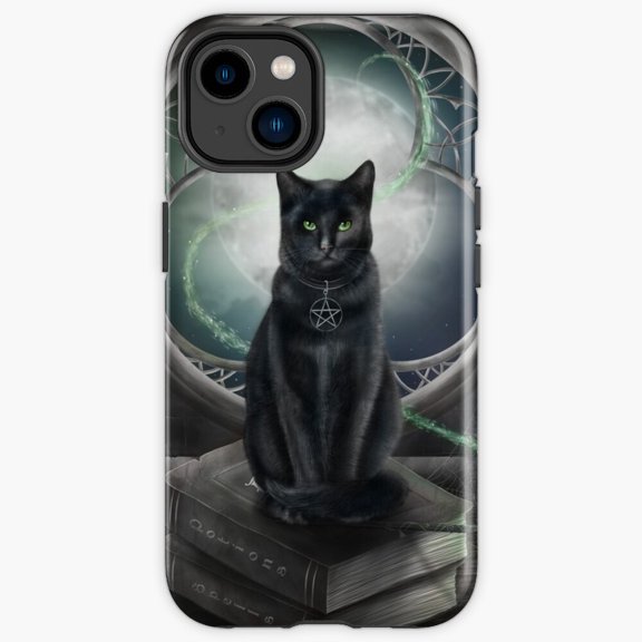 Protective iPhone Case A Familiar Cat Mystical Wiccan Potion Celestial Shield IP13/14 Magnetic MagSafe Compatible