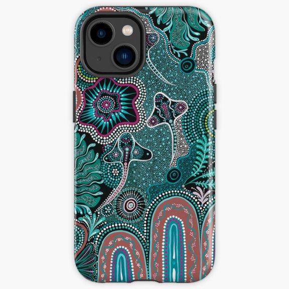 Protective iPhone Case Aboriginal Print Traditional Indigenous Australian Dot Art Shield IP16 Magnetic MagSafe Compatible