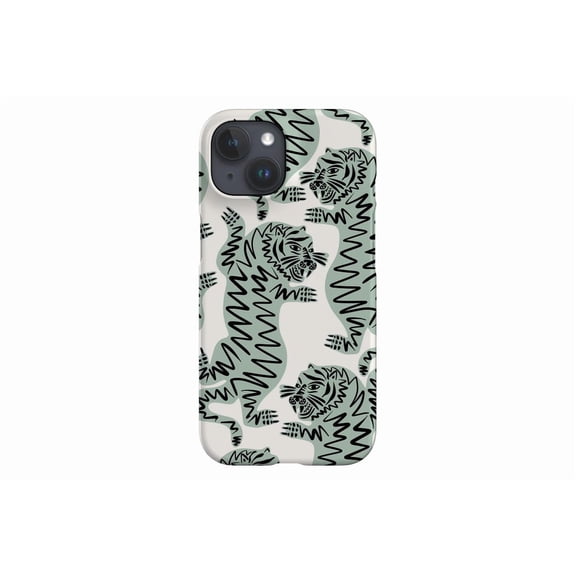 Protective iPhone Case Abstract Tiger Off White Mint Wild Cat Design Safari Animal Cover Variant Four IP13/14 Magnetic MagSafe Compatible