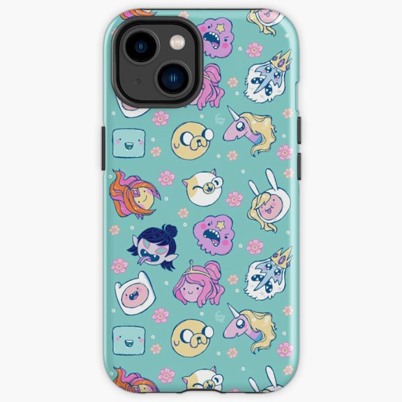 Protective iPhone Case Adventure Time Friends Finn Jake Bumper Cartoon Grid Cover IP16 Magnetic MagSafe Compatible