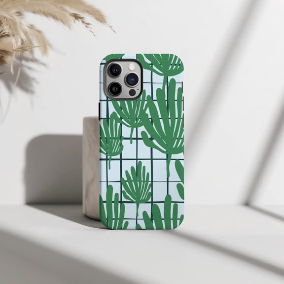 Protective iPhone Case Aesthetic Cell Phone Case Tropical Leaves Summer Themed Cover IP13/14 Magnetic MagSafe Compatible