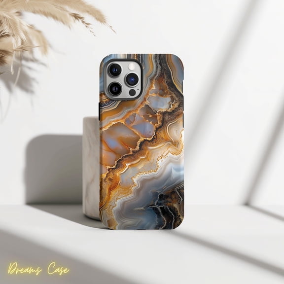 Protective iPhone Case Agate Slice Geode Phone Case Urban Flair Aesthetic IP15 Pro Magnetic MagSafe Compatible