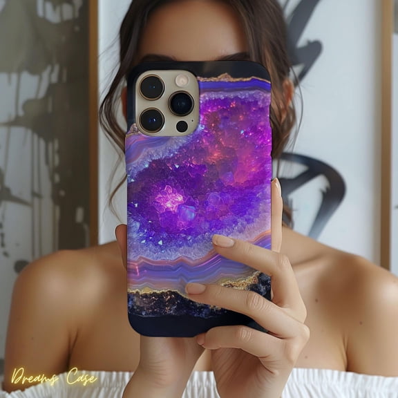 Protective iPhone Case Agate Slice Geode Phone Case Urban Flair Aesthetic Revision IP13 Pro Magnetic MagSafe Compatible