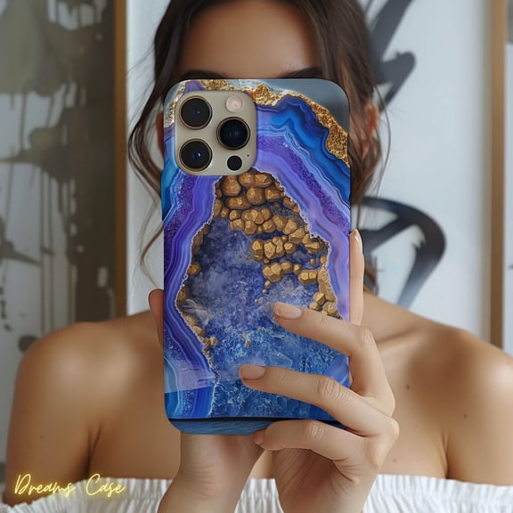 Protective iPhone Case Agate Slice Geode Phone Case Urban Flair Aesthetic Variant IP13 Pro Magnetic MagSafe Compatible