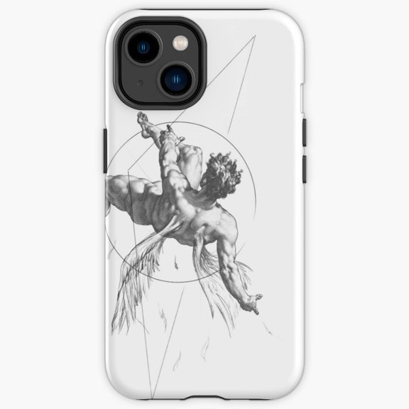 Protective iPhone Case Angel Fall From Heaven Spiritual Celestial White Wing Silhouette Guard IP13/14 Magnetic MagSafe Compatible