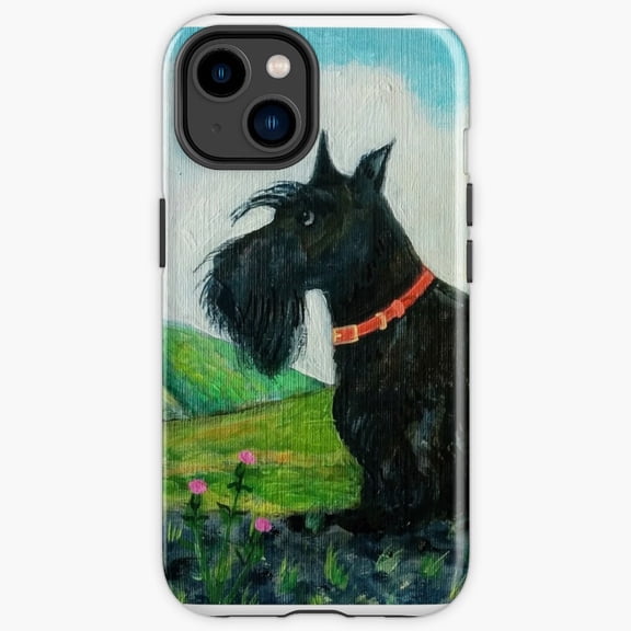 Protective iPhone Case Angus The Scottish Terrier Dog Breed Pet Portrait Heavy Duty Shockproof Hard Shell IP15 Magnetic MagSafe Compatible