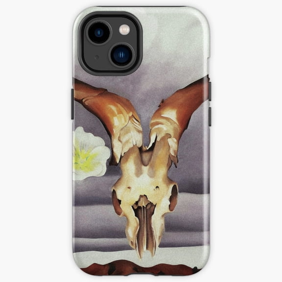 Protective iPhone Case Animal Bone Skull White Hollyhock Desert Hills Southwest Heavy Duty Shockproof Hard Shell IP16 Magnetic MagSafe Compatible