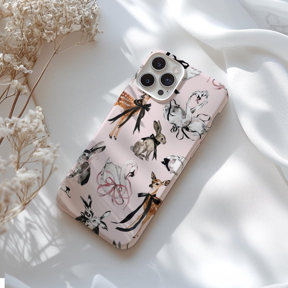 Protective iPhone Case Animals Bows Girly Pink Swan Preppy Aesthetic Wreath Shield IP13/14 Magnetic MagSafe Compatible