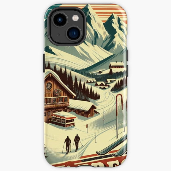 Protective iPhone Case Apres Resort Lodge Chalet Winter Vacation Slogan Phone Case IP15 Magnetic MagSafe Compatible
