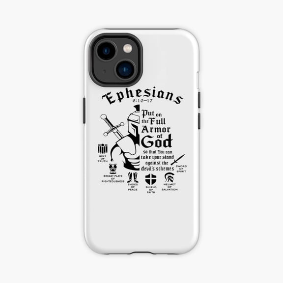 Protective iPhone Case Armor of God Inspirational Christian Design Phone Case IP16 Magnetic MagSafe Compatible