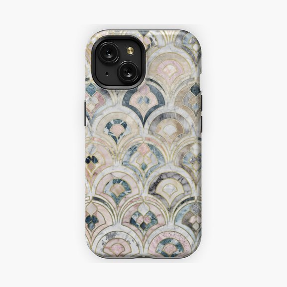 Protective iPhone Case Art Deco Marble Pastel Tile Pattern Phone Case IP13/14 Magnetic MagSafe Compatible