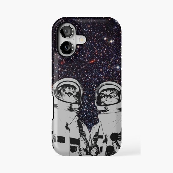 Protective iPhone Case Astro Cats Space Design Phone Case IP13/14 Magnetic MagSafe Compatible