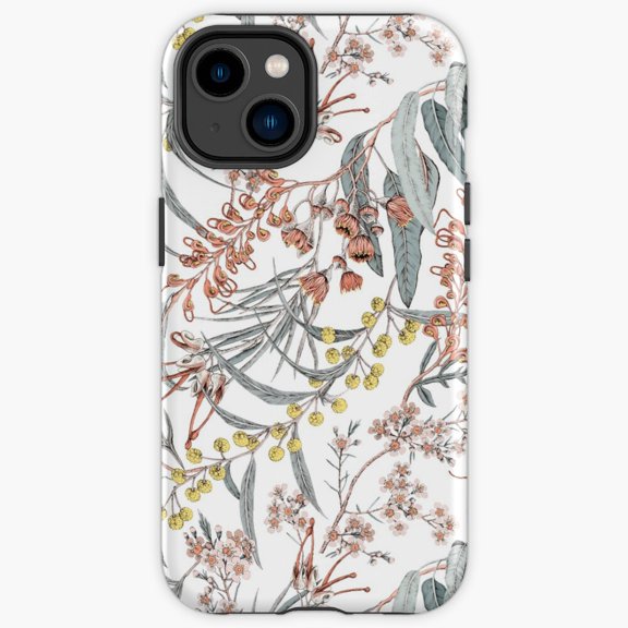 Protective iPhone Case Australian Native Flowers Crimson Protea Wattle Heavy Duty Shockproof Hard Shell IP13/14 Magnetic MagSafe Compatible