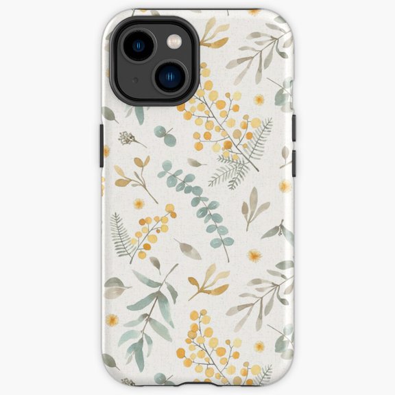 Protective iPhone Case Australian Wattle And Eucalyptus Floral Native Heavy Duty Shockproof Hard Shell IP15 Magnetic MagSafe Compatible