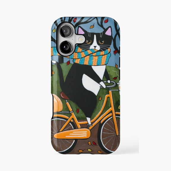 Protective iPhone Case Autumn Bicycle Ride Nature Phone Case IP13/14 Magnetic MagSafe Compatible