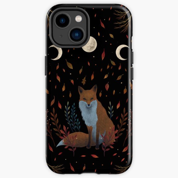 Protective iPhone Case Autumn Fox Red Wildlife Animal Scattered Maple Foliage Cover IP13/14 Magnetic MagSafe Compatible