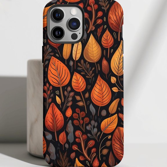 Protective iPhone Case Autumn Leaves Phone Case Cozy Fall Seasonal Aesthetic Cover Version IP13/14 Magnetic MagSafe Compatible