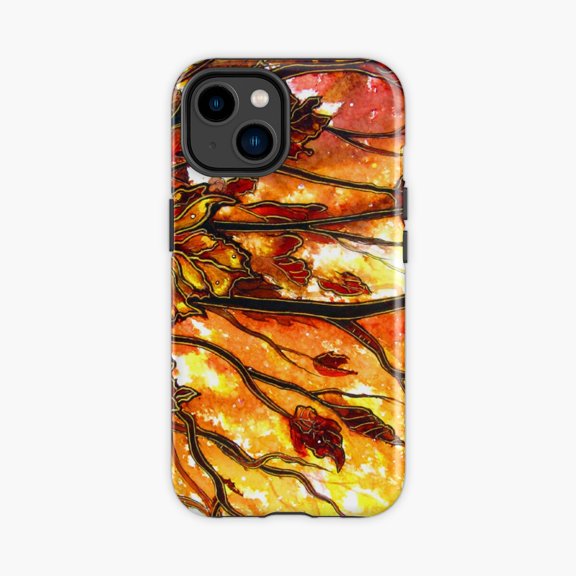 Protective iPhone Case Autumn Leaves Wind Pattern Phone Case IP 16ProMax Magnetic MagSafe Compatible
