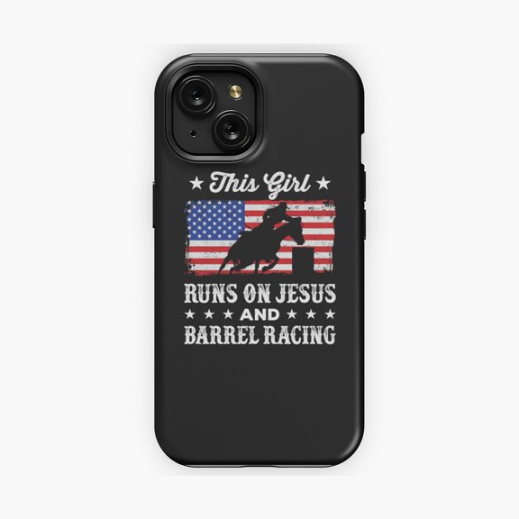 Protective iPhone Case Barrel Racing And Faith Inspired Western Phone Case Rodeo Christian Cross Cover IP13/14 Magnetic MagSafe Compatible