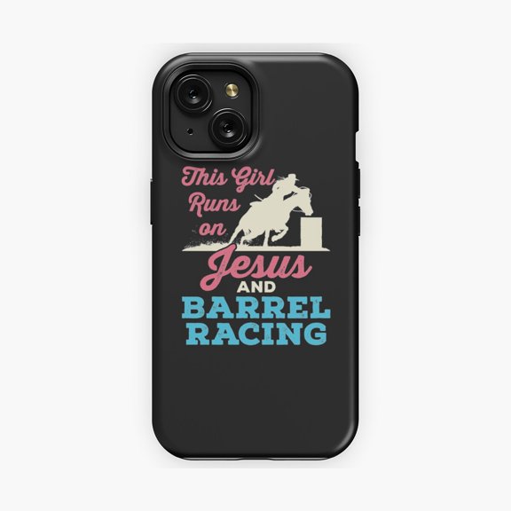 Protective iPhone Case Barrel Racing Rodeo Faith Inspired Western Phone Case Christian Graphic Shield IP13/14 Magnetic MagSafe Compatible