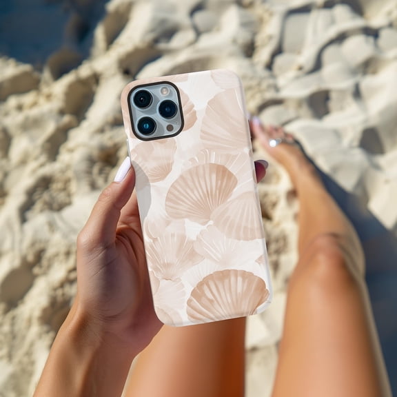Protective iPhone Case Beach Phone Case Coastal Sand Neutral Summer Theme IP13/14 Magnetic MagSafe Compatible