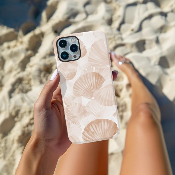 Protective iPhone Case Beach Phone Case Coastal Sand Neutral Summer Theme IP16 Magnetic MagSafe Compatible