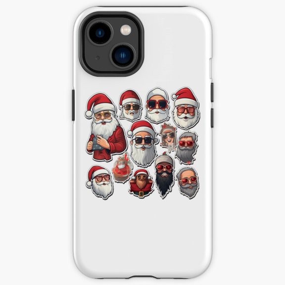 Protective iPhone Case Bearded Santa Sticker Pack Multi Icon Collage Graphic Cover IP16 Magnetic MagSafe Compatible