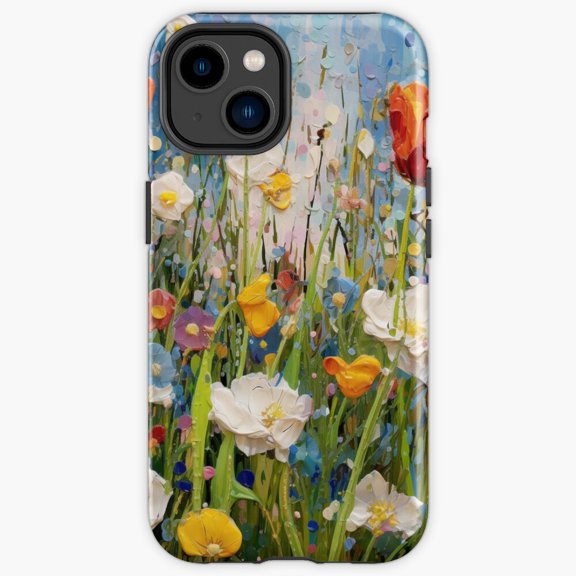 Protective iPhone Case Beautiful Style Flower Garden Impressionist Art Pattern Heavy Duty Shockproof Hard Shell IP16 Magnetic MagSafe Compatible
