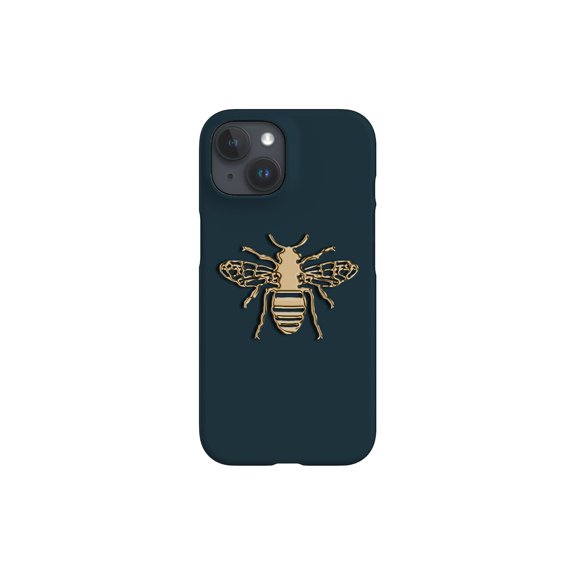 Protective iPhone Case Bee Insect Pattern Green Art Deco Geometric Bumblebee Cover IP15 Magnetic MagSafe Compatible