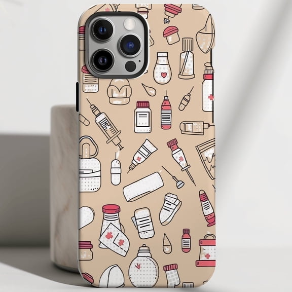 Protective iPhone Case Beige Nurse Collage Phone Case Professional Medical Aesthetic IP13/14 Magnetic MagSafe Compatible