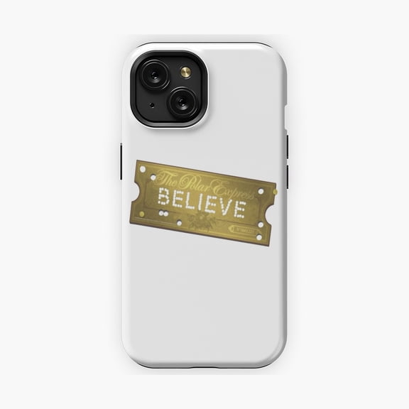Protective iPhone Case Believe Express Ticket Inspired Quote Design Phone Case Golden Polar Train Ride Magic Shield IP13/14 Magnetic MagSafe Compatible