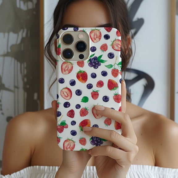 Protective iPhone Case Berry Phone Case Kawaii Strawberry Inspired Style IP15 Magnetic MagSafe Compatible