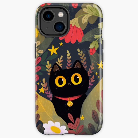 Protective iPhone Case Big Eyes Cute Fluffy Chibi Style Feline Cover IP13/14 Magnetic MagSafe Compatible
