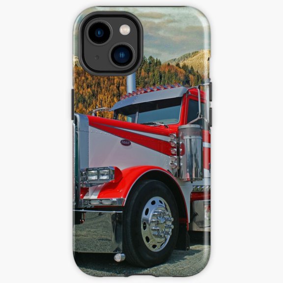 Protective iPhone Case Big Truck In The Fall Autumn Country Highway Scenery Cover IP13/14 Magnetic MagSafe Compatible