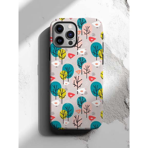 Protective iPhone Case Bird and Tree Phone Case Spring Nature Inspired Design IP15 Magnetic MagSafe Compatible