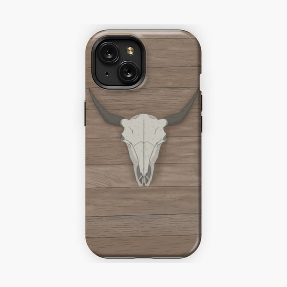 Protective iPhone Case Bison Skull Western Rustic Artwork Phone Case Buffalo Spirit Shield IP13/14 Magnetic MagSafe Compatible