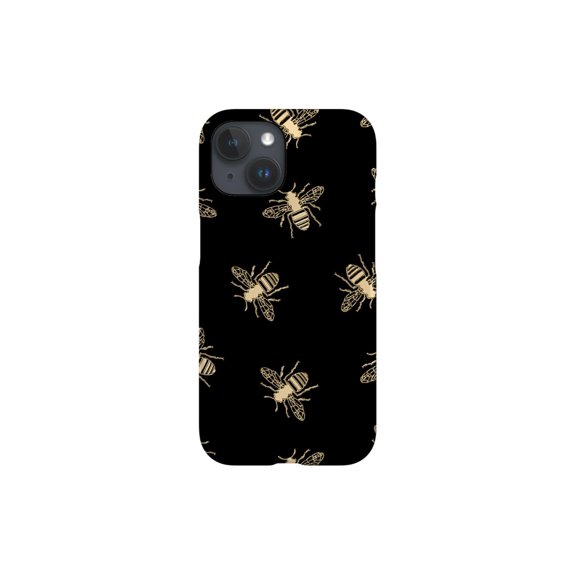 Protective iPhone Case Black Bee Insect Pattern Art Deco Geometric Bumblebee Cover IP13/14 Magnetic MagSafe Compatible