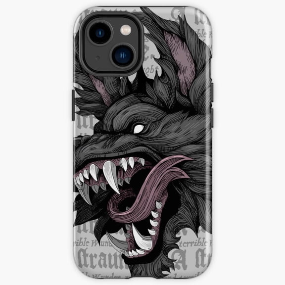 Protective iPhone Case Black Dog Spectral Hound Cryptid Folklore Midnight Creature Shield IP13/14 Magnetic MagSafe Compatible