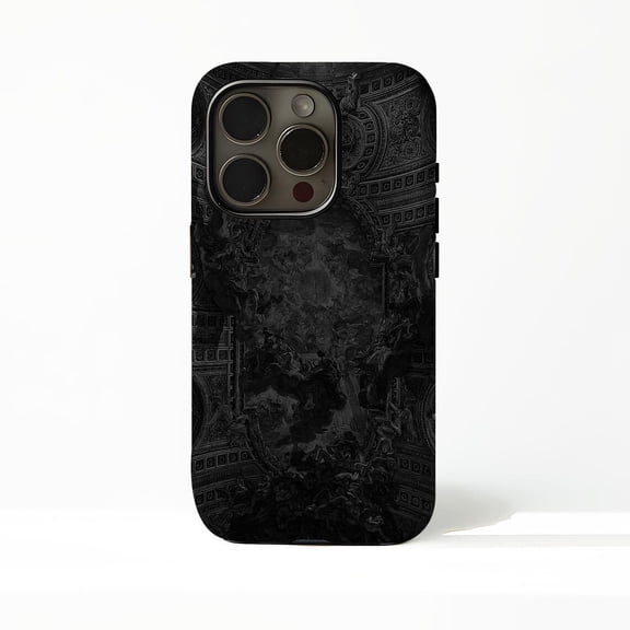 Protective iPhone Case Black Gothic Protective Cell Phone Case Baroque Carved Pattern Cover IP15 Magnetic MagSafe Compatible