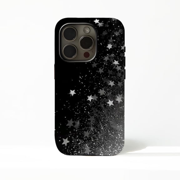 Protective iPhone Case Black Grunge Star Protective Cell Phone Case Dark Star Pattern Cover IP15 Magnetic MagSafe Compatible
