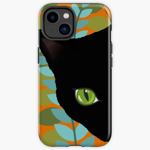 Protective iPhone Case Black In The Grass Hidden Panther Wild Cat Stealth Portrait Cover IP13/14 Magnetic MagSafe Compatible