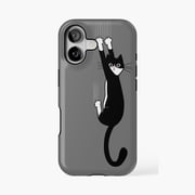Protective iPhone Case Black White Hanging Tuxedo Cat Phone Case IP13/14 Magnetic MagSafe Compatible