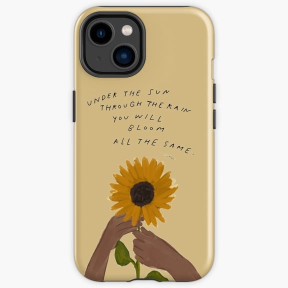 Protective iPhone Case Bloom Quote Sunflower And African American Black Woman Heavy Duty Shockproof Hard Shell IP13/14 Magnetic MagSafe Compatible