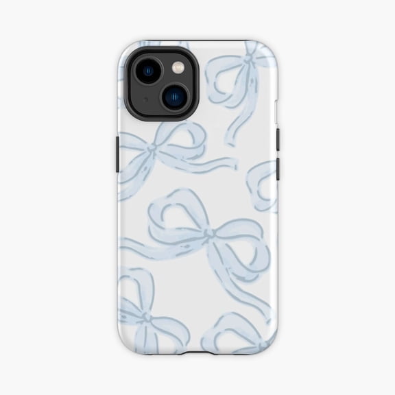 Protective iPhone Case Blue Bow Minimal Phone Case IP15 Pro Magnetic MagSafe Compatible
