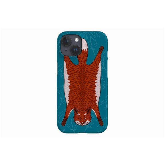 Protective iPhone Case Blue Flat Fox Wild Forest Animal Art Minimalist Silhouette Shield IP13/14 Magnetic MagSafe Compatible