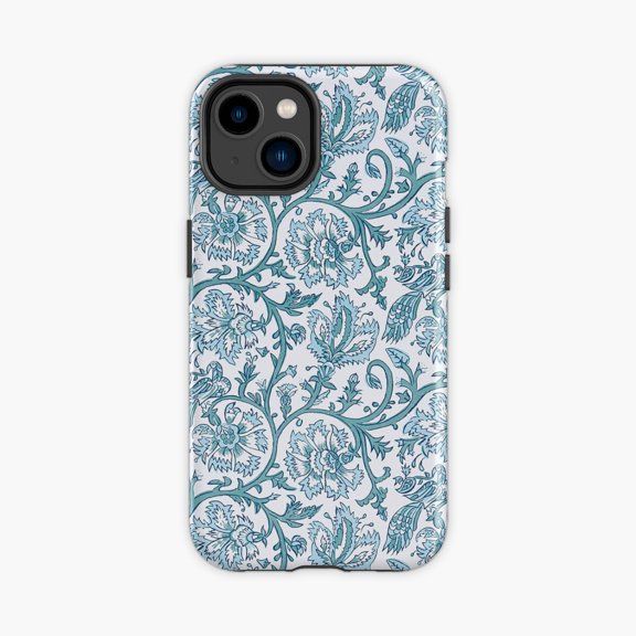 Protective iPhone Case Blue Print Pattern Two Phone Case IP13/14 Magnetic MagSafe Compatible