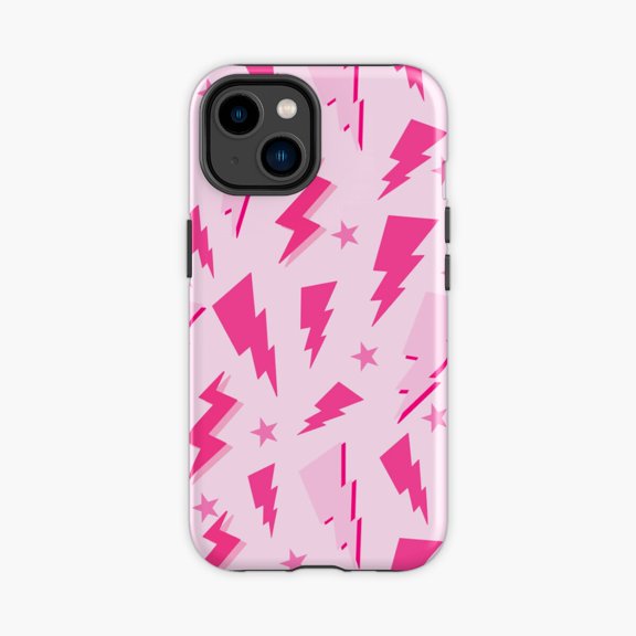 Protective iPhone Case Blush Lightning Bolt Pattern Phone Case IP13/14 Magnetic MagSafe Compatible