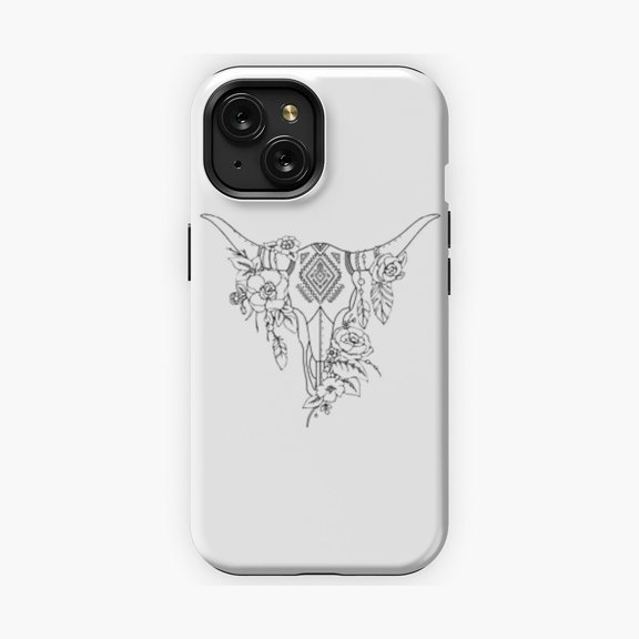 Protective iPhone Case Boho Bull Skull Western Art Phone Case IP13/14 Magnetic MagSafe Compatible