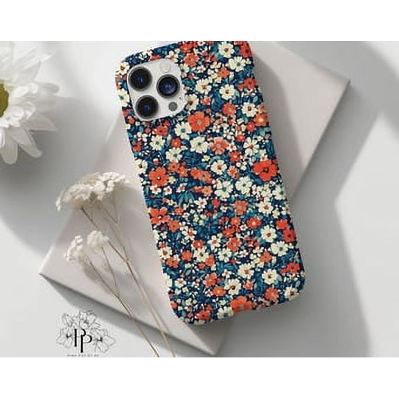 Protective iPhone Case Boho Floral Wildflower Phone Case Botanical Daisy Pattern Cover IP13/14 Magnetic MagSafe Compatible